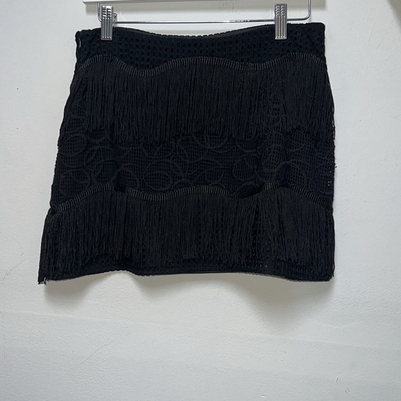 Alexis Black Knit Fringe Mini Skirt Size Small - Picture 3 of 7